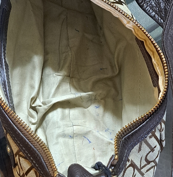 Calvin Klein Canvas & Leather Monogram Baguette Vintage Shoulder Bag GUC - Picture 13 of 16